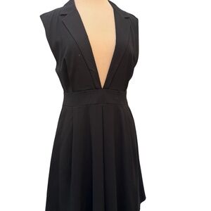 Deep V Neck black Mini dress